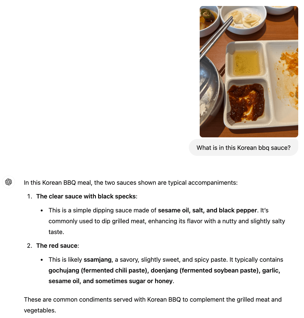 I only wanted to ask about the yellow sauce but I learned about both.