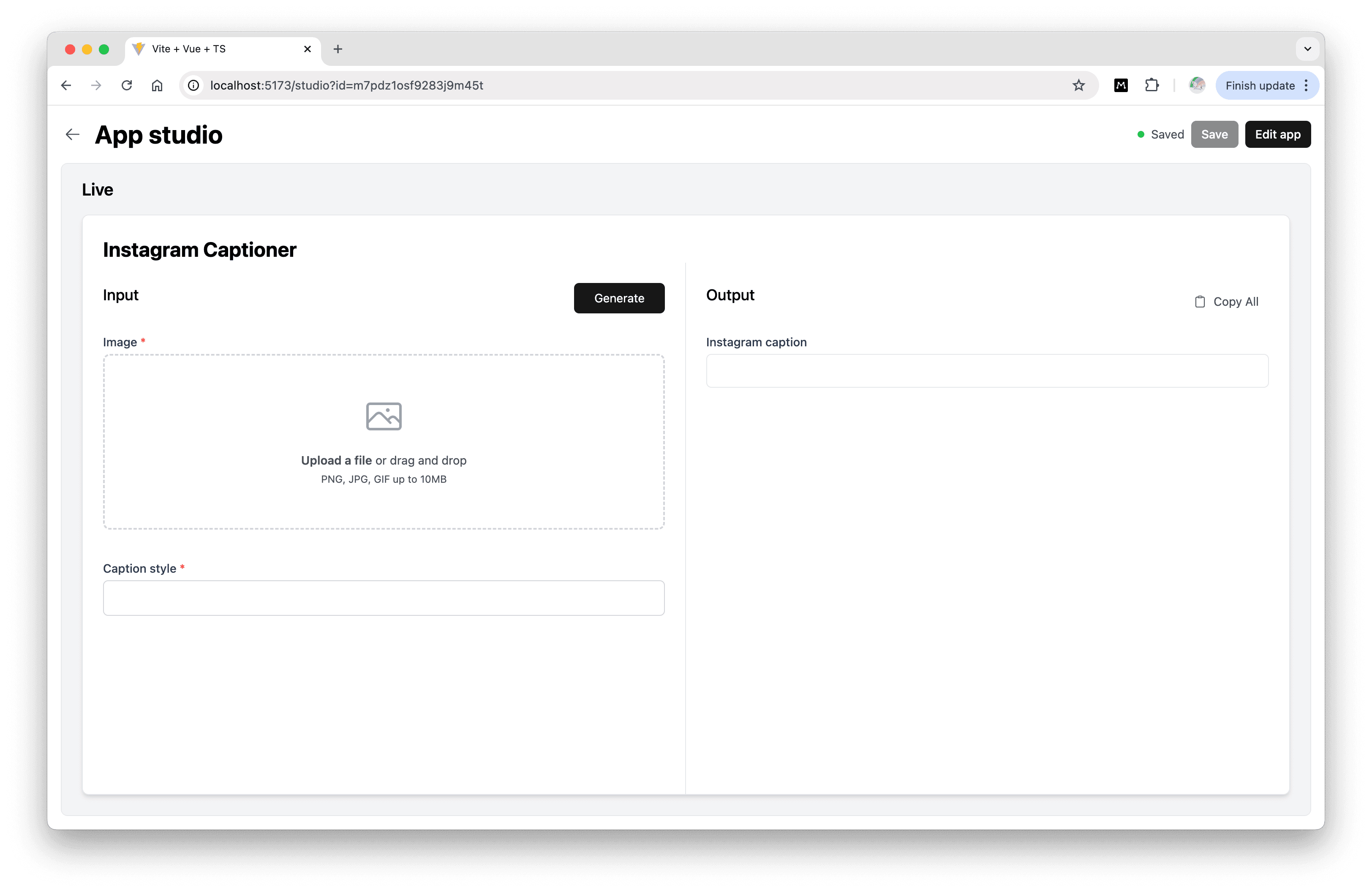 Using the AI tool just like a form