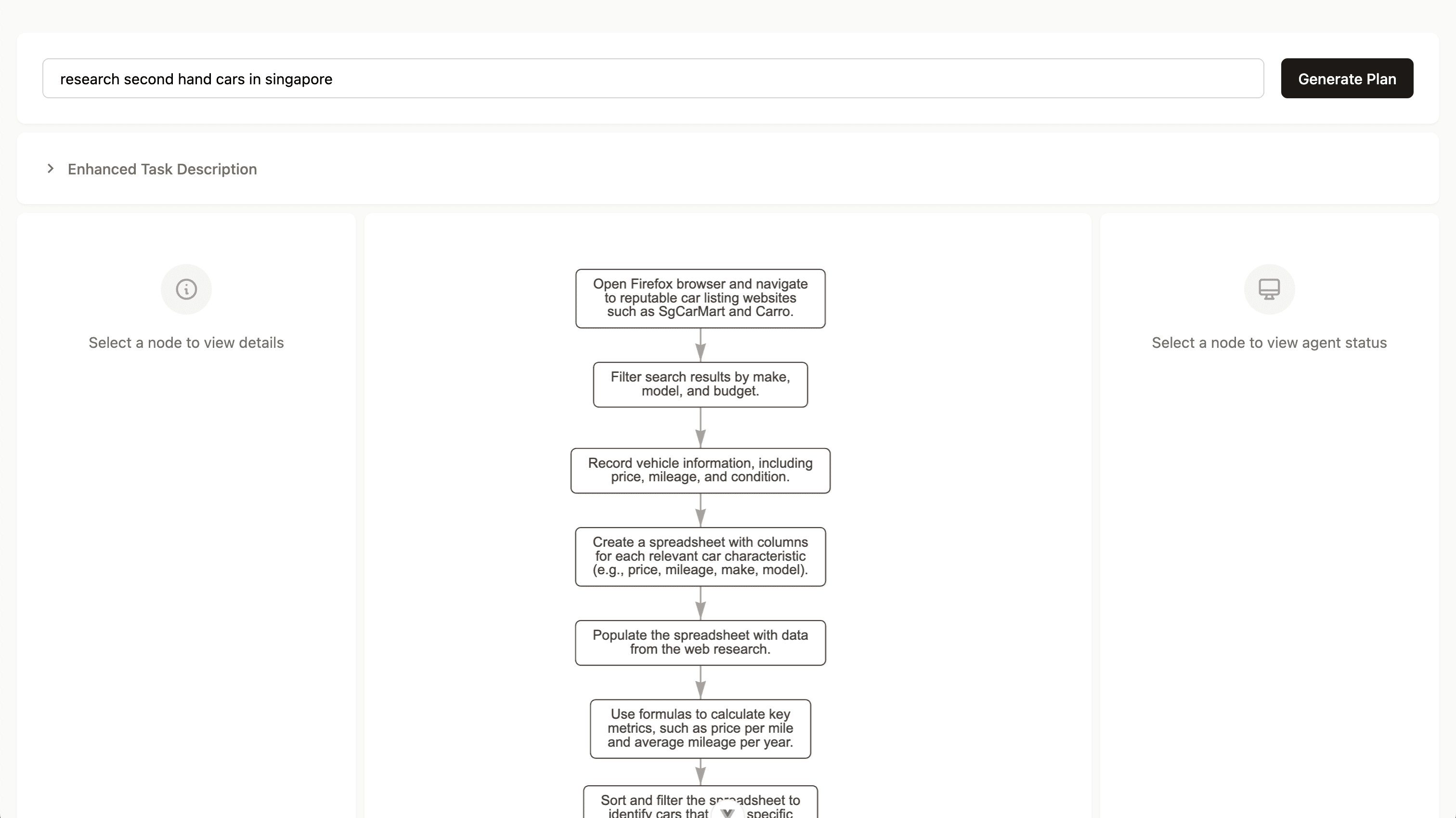 A flowchart interface that I prototyped