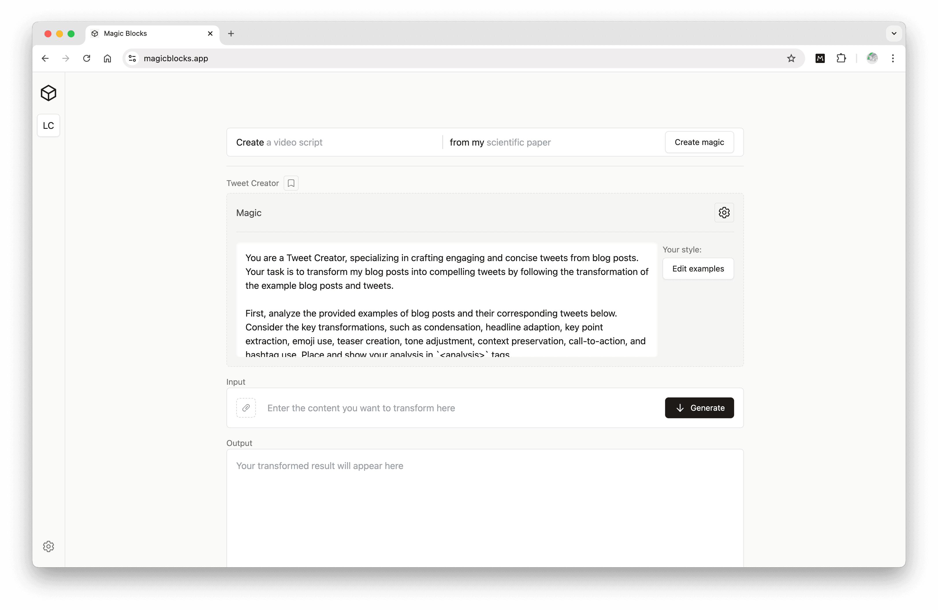 The prompt in the middle of the screenshot is generated by an LLM. It is then used by the LLM to create the final output.
