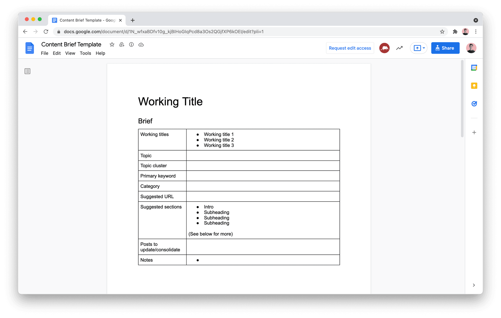 Content brief template