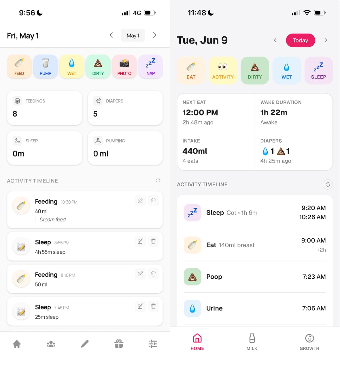 The initial app vs the current app