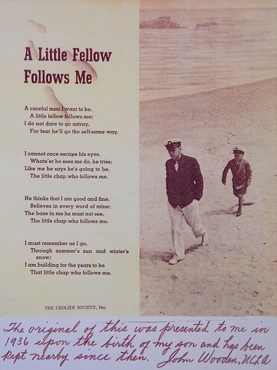 "A Little Fellow Follows Me" poem presented to John Wooden in 1936