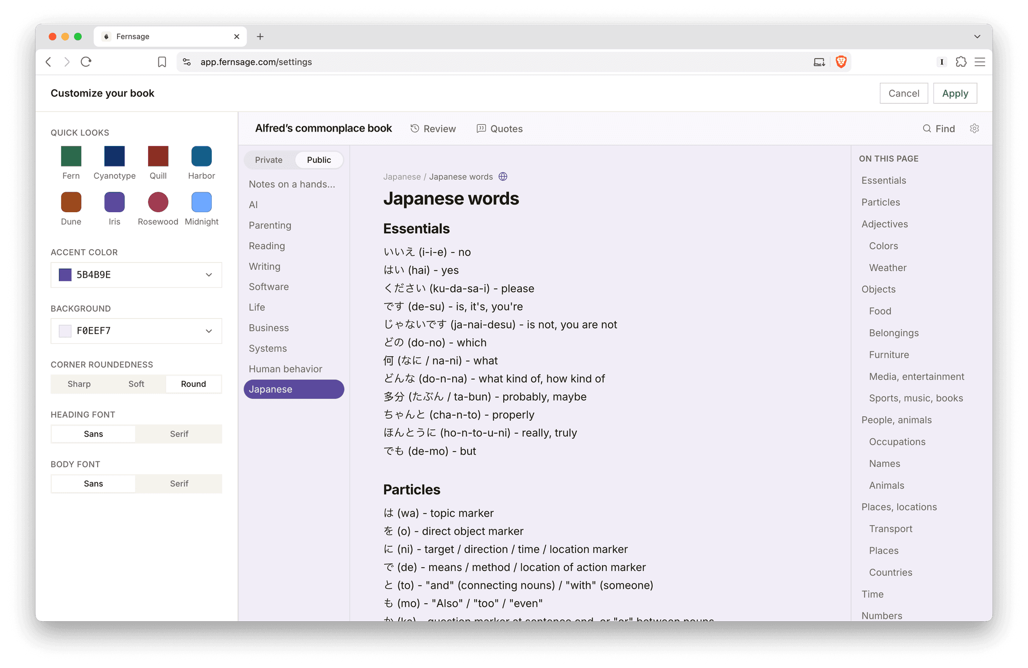 Fernsage theme editor