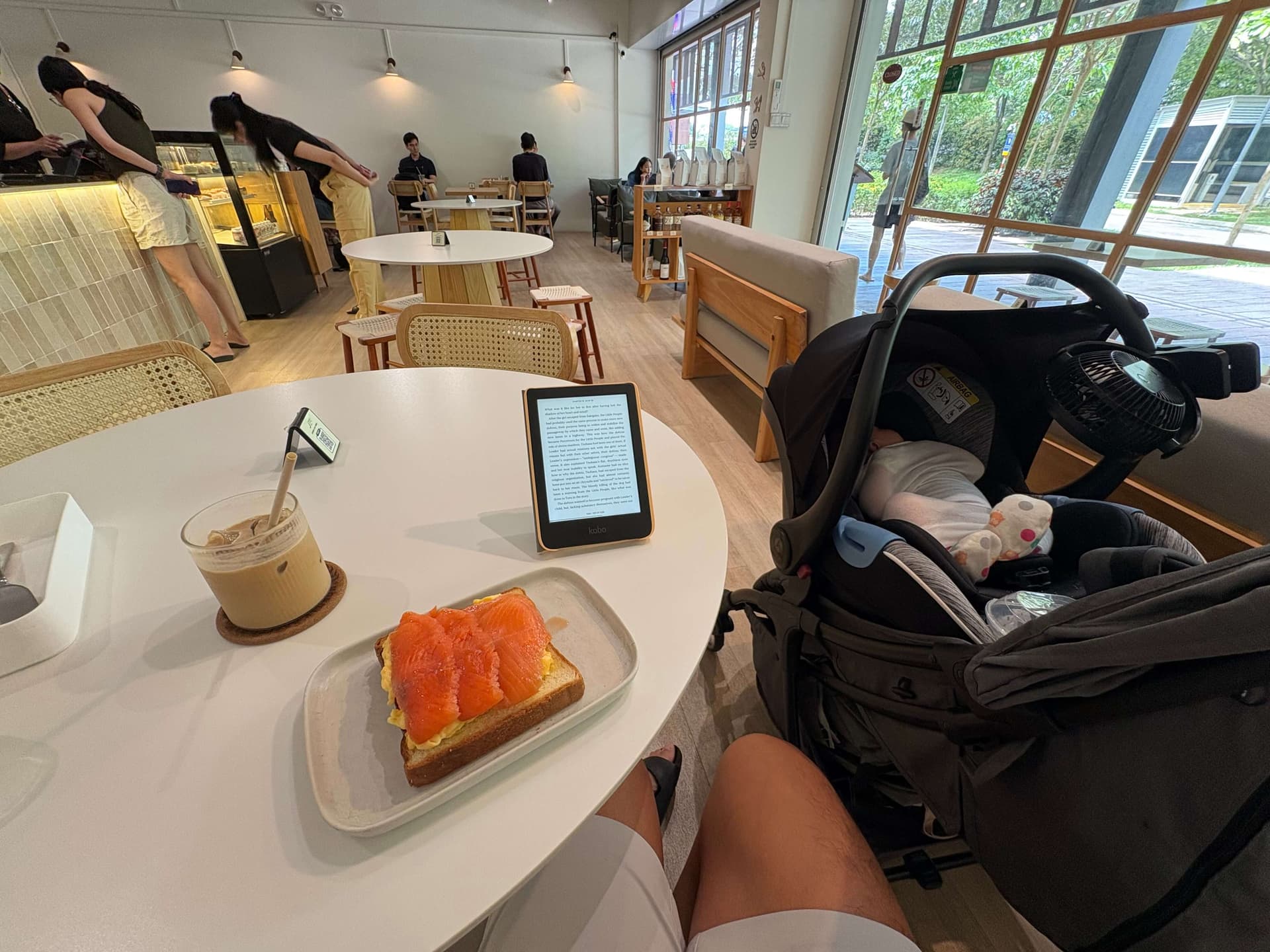 Baby, book, coffee