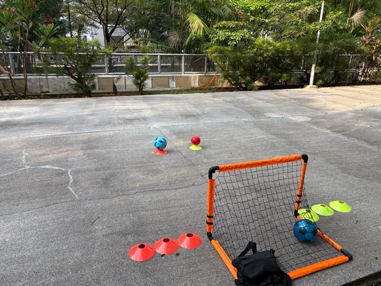 Playing football at twilight
